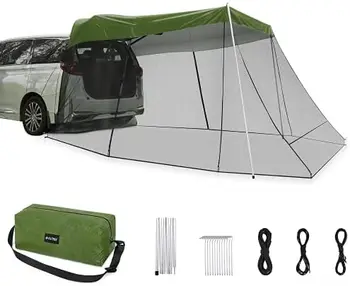 Tenda-krov od sunca s mrežama protiv komaraca, prijenosni šator za suv, štitnik od stražnjih vrata, auto nadstrešnica za kampiranje na otvorenom, auto putovanja (plava)