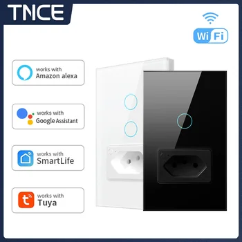 TNCE Brazil Pametni Prekidač za Wi-Fi S Utičnicom 1/2 Gang Smart Touch Light Switch Radi Sa Smart Life Voice Preko Alexa GoogleHom