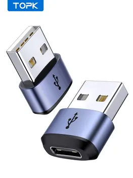 TOPK AT13 USB Adapter C na USB priključnicu USB Female (Type-C) na priključak USB 2.0 (USB-A) Priključak OTG adapter za brzo punjenje i sinkronizaciju podataka