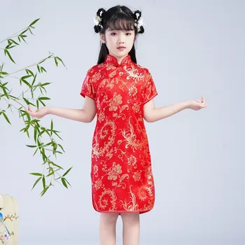 tradicionalna kineska novogodišnja odjeća za djecu Hanfu cvjetni dragon Phoenix za djevojčice Qipao cheongsam haljina moderna ljeto