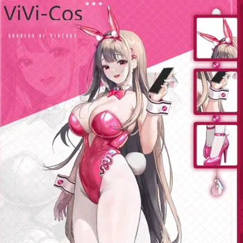 VIVI-COS The Goddess of Victory Odijelo za косплея NIKKE Bunny Djevojka od umjetne kože, seksi kostim, perika, kombinezon s rabbit, odjeća s ušima