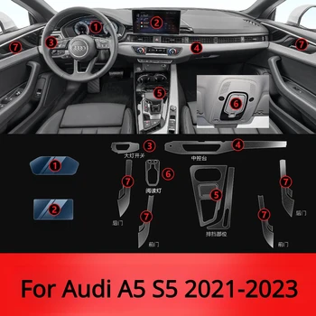 Za Audi A5 i S5 2021-2023 Pribor za unutrašnjost automobila folija prozirna TPU Kućište Mjenjača Središnja konzola Zaštita od ogrebotina folija za popravak