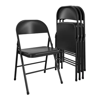 Čelični sklopivi stolac Mainstays (4 kompleta), crna
