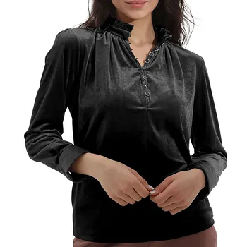 Ženska вельветовая košulja, običan berba majice s V-izrez i dugih rukava, košulje i bluze Blusa Mujer Moda, jesensko-zimska bluza