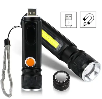 Высокояркий Vodootporni vanjski magnetski USB-svjetiljka, led punjiva ručna svjetiljka s BOČNIM OSVJETLJENJEM, COB, mini-biciklistička fenjer